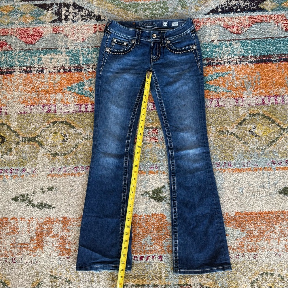 Miss Me Rhinestone Flap Pocket Embroidered Bootcut Jeans - Picture 11 of 12
